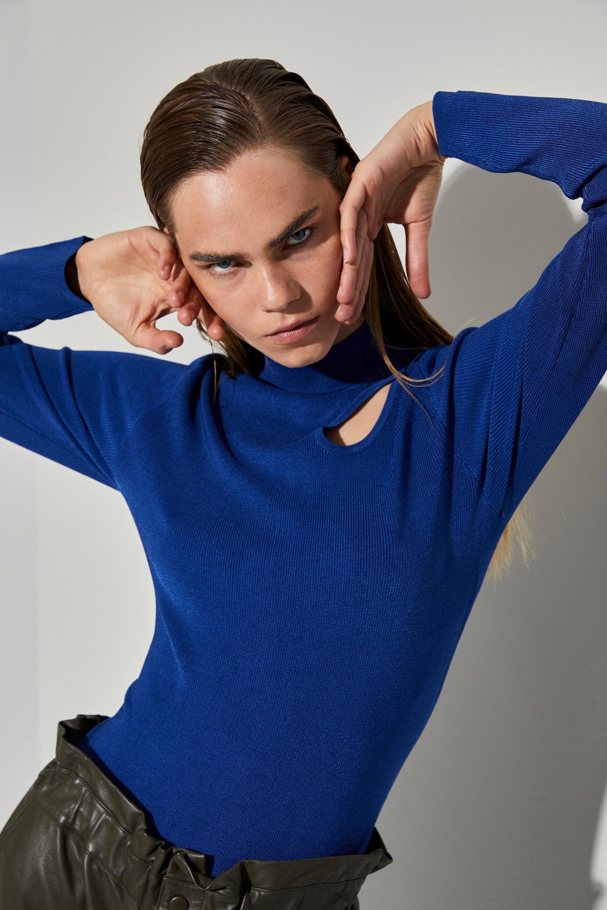 Cmnatacha - rib gebreide blouse in blauw