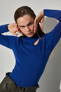 Cmnatacha - rib gebreide blouse in blauw