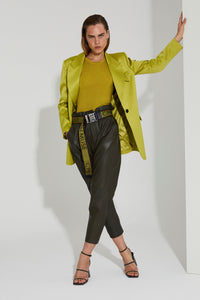 CMPRINCE - Lederen broek in Khaki Green