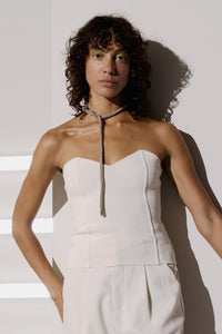 Cmbellis - Strapless top in wit, gebroken wit