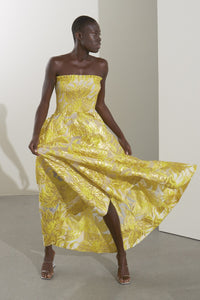 Cmjanne - strapless jurk in geel