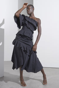 CMNATU - SKIRT IN LINEN BLEND IN BLACK