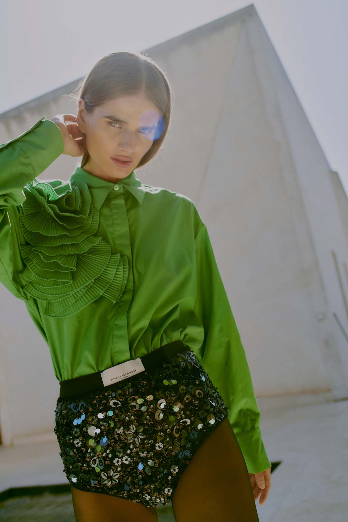 CMPLEAT - SHIRT WITH ROSE IN GREEN