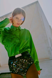 CMPLEAT - SHIRT WITH ROSE IN GREEN