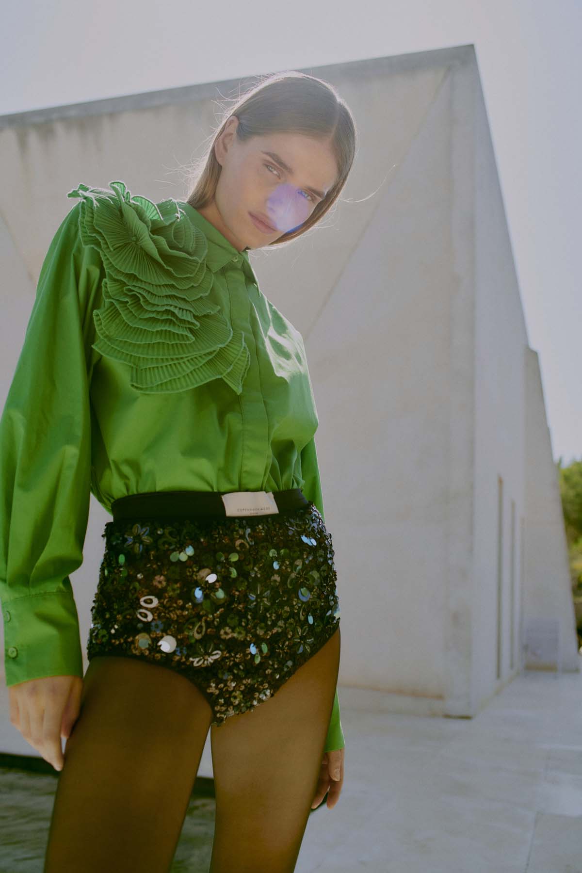 CMPLEAT - SHIRT WITH ROSE IN GREEN