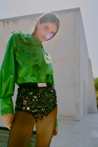 CMPLEAT - SHIRT WITH ROSE IN GREEN