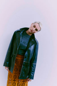 CMQUEEN - LEATHERBLAZER IN BLACK AND BROWN