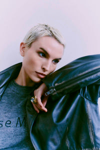 CMQUEEN - LEATHERBLAZER IN BLACK AND BROWN
