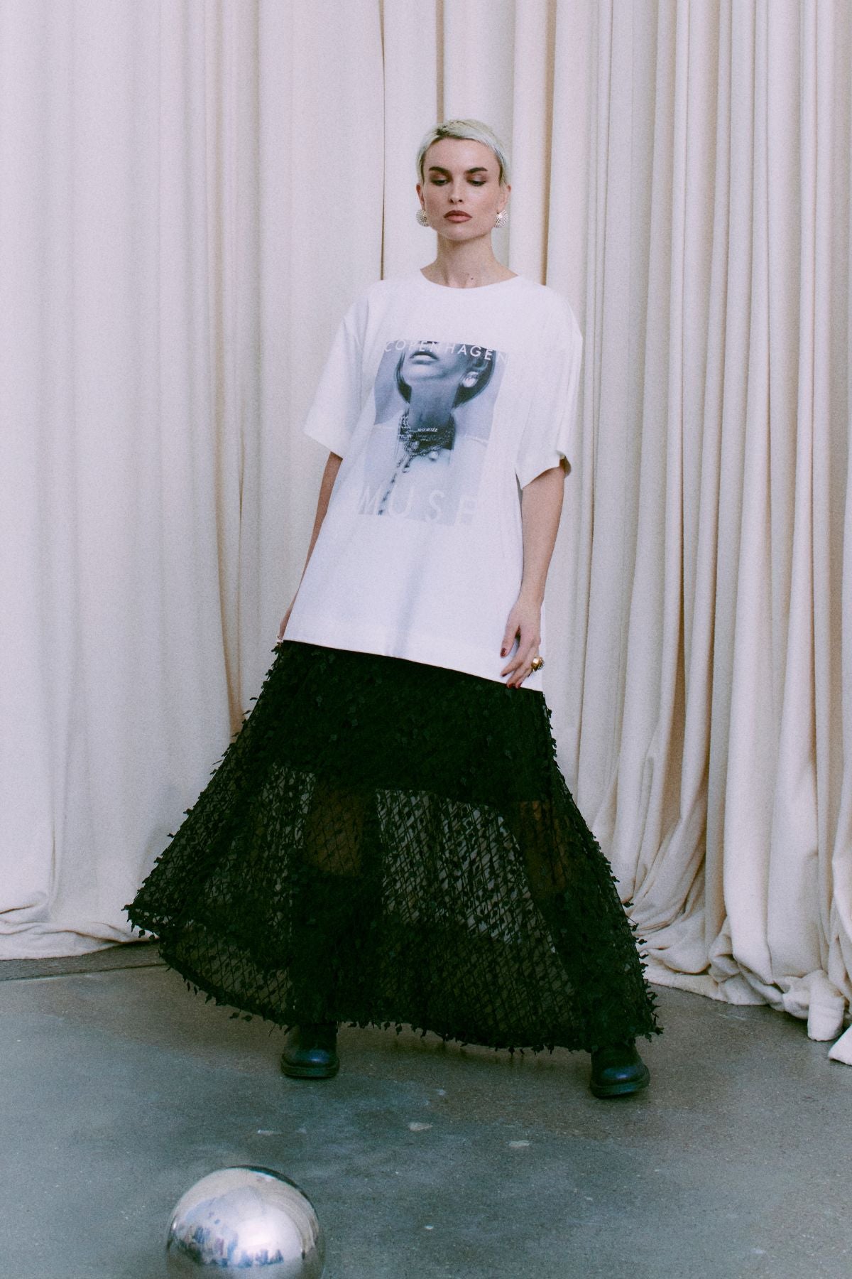 CMMUSE - T-SHIRT IN BEIGE,OFF-WHITE