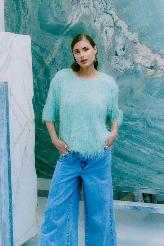 CMFallon - T -shirt met franjes in groen