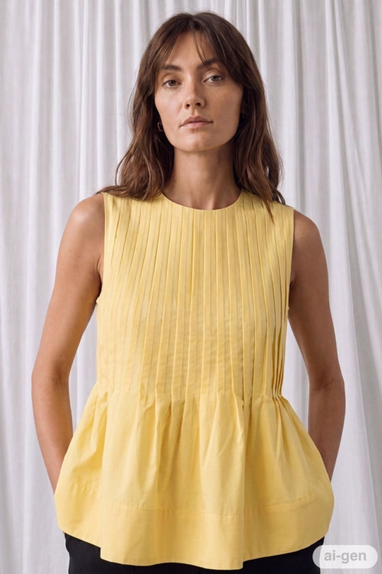 CMPLEAT - TOP WITH PEPLUM IN YELLOW