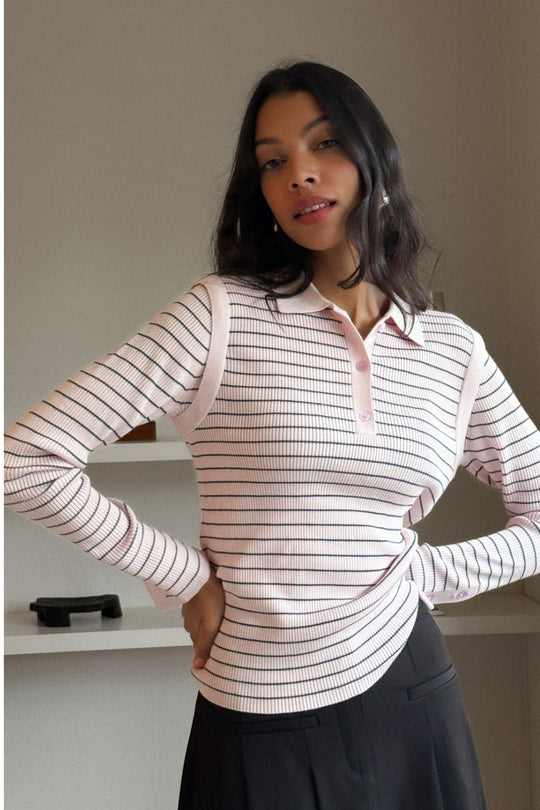 CMVERAN - LONG-SLEEVED POLO SHIRT IN ROSA