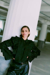 CMBLUEBELL - SHIRT WITH FRILLS IN BLACK