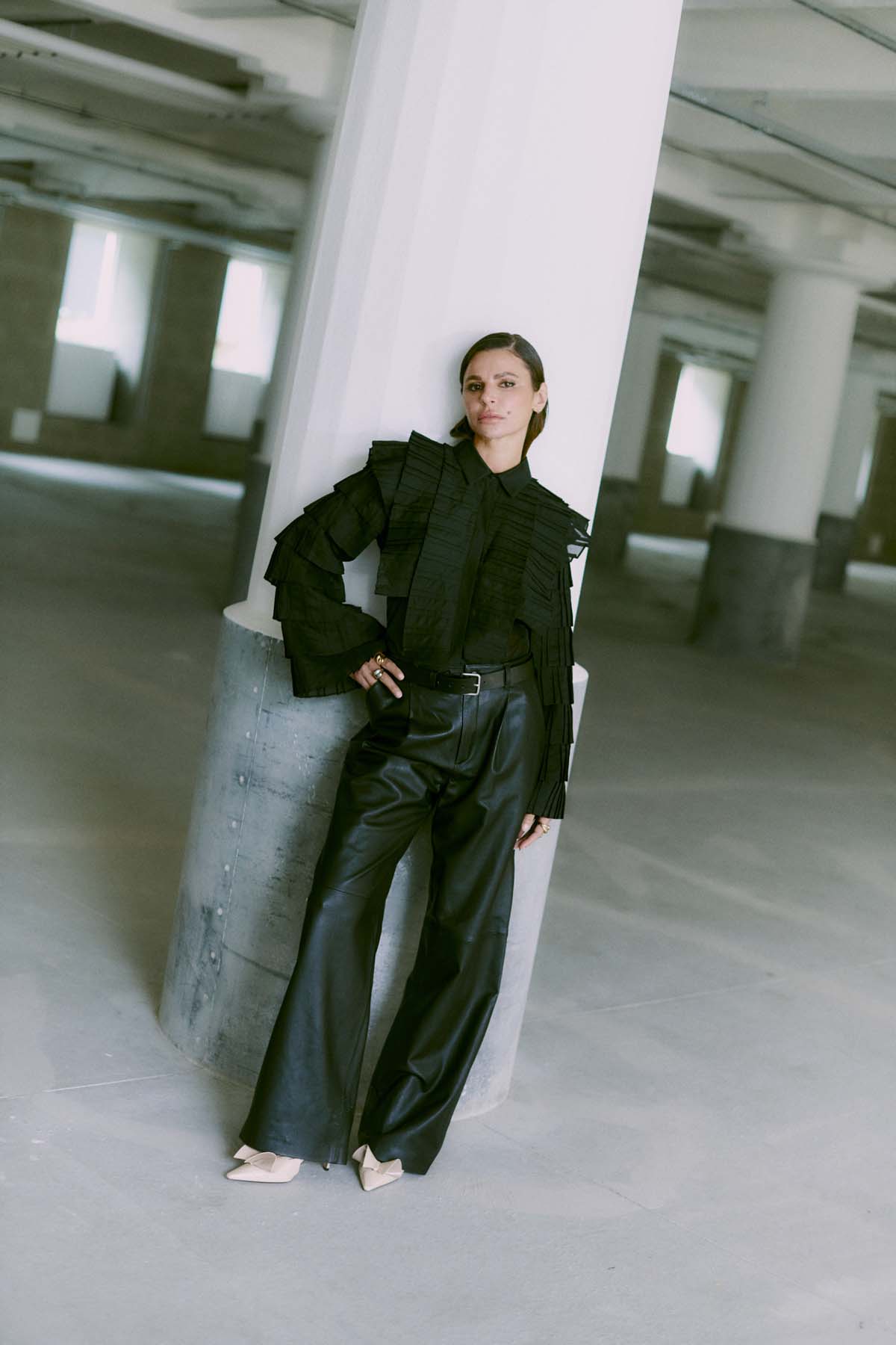 CMBLUEBELL - SHIRT WITH FRILLS IN BLACK
