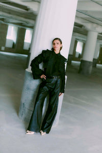CMBLUEBELL - SHIRT WITH FRILLS IN BLACK