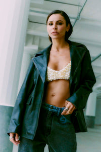 CMQUEEN - LEATHERBLAZER IN BLACK AND BROWN