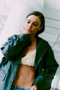 CMQUEEN - LEATHERBLAZER IN BLACK AND BROWN