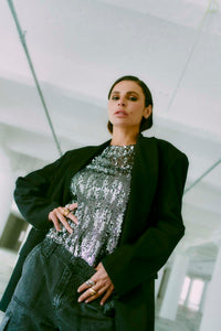 CMSEQUINCE - BLOUSE WITH SEQUINS IN SILVER