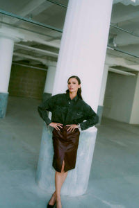 CMROYAL - LEATHER SKIRT IN RED