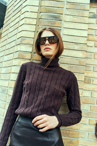 CMKOTOM - Cable Knit -pullover met geborduurd logo -detail in bruin