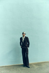 CMTAILOR - HIGH-WAISTED PANTS IN BROWN