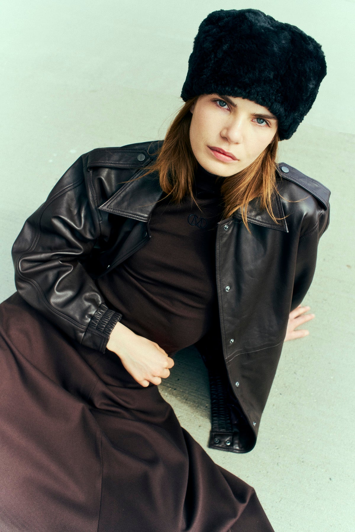 CMROYAL - OVERSIZED LEATHER JACKET IN BROWN