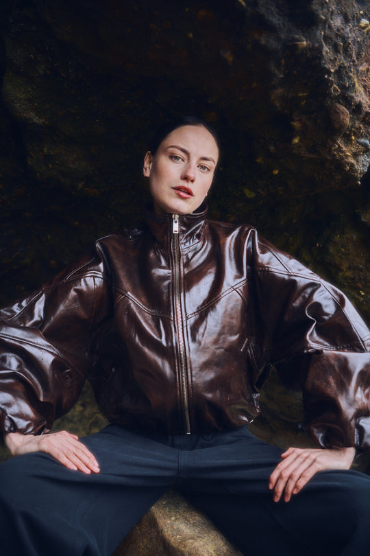 CMKRISTA – LAMB-LEATHER JACKET IN BROWN