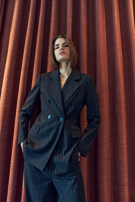 CMTailor - blazer met dubbele borsten in zwart en rood