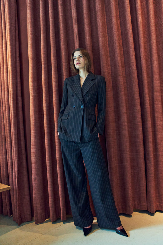 CMTAILOR - Broek met hoge taille in zwart en rood