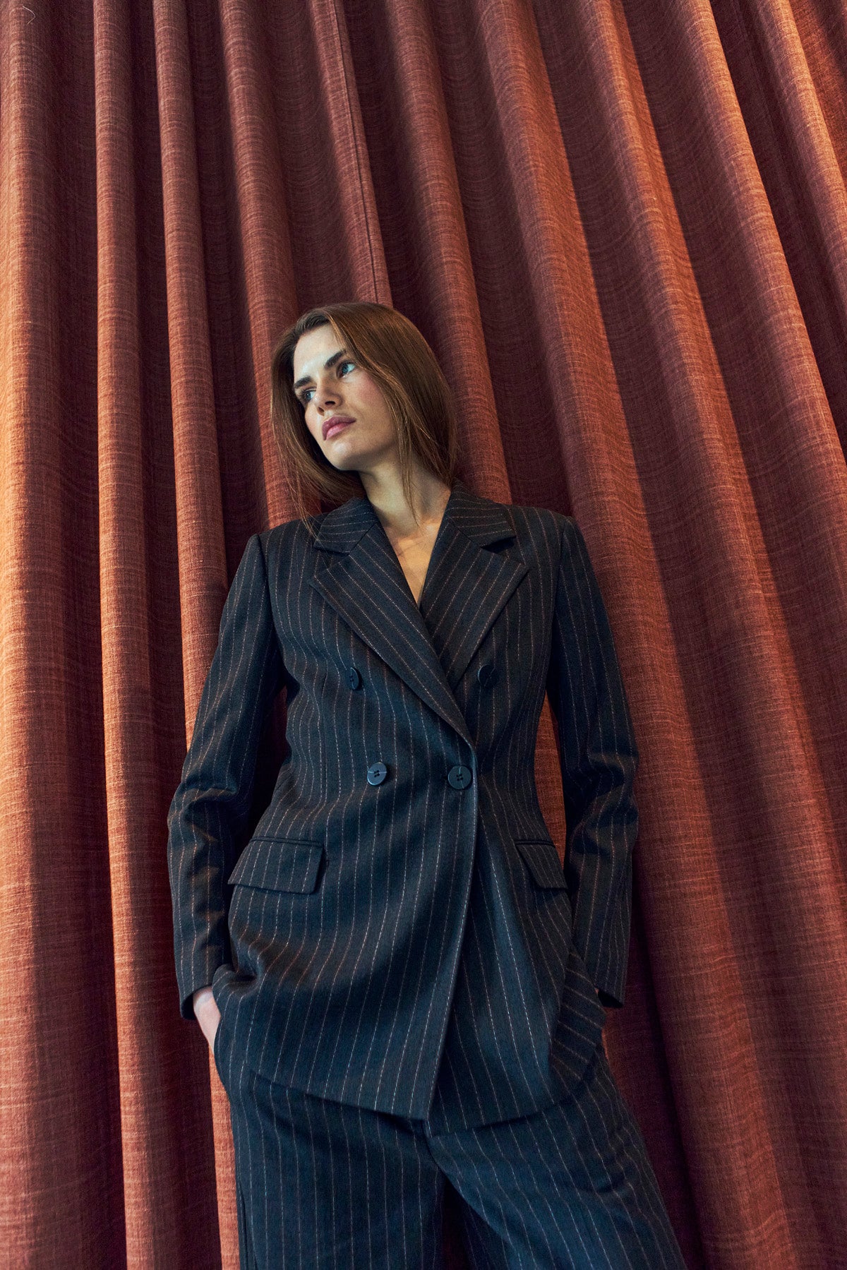 CMTailor - blazer met dubbele borsten in zwart en rood