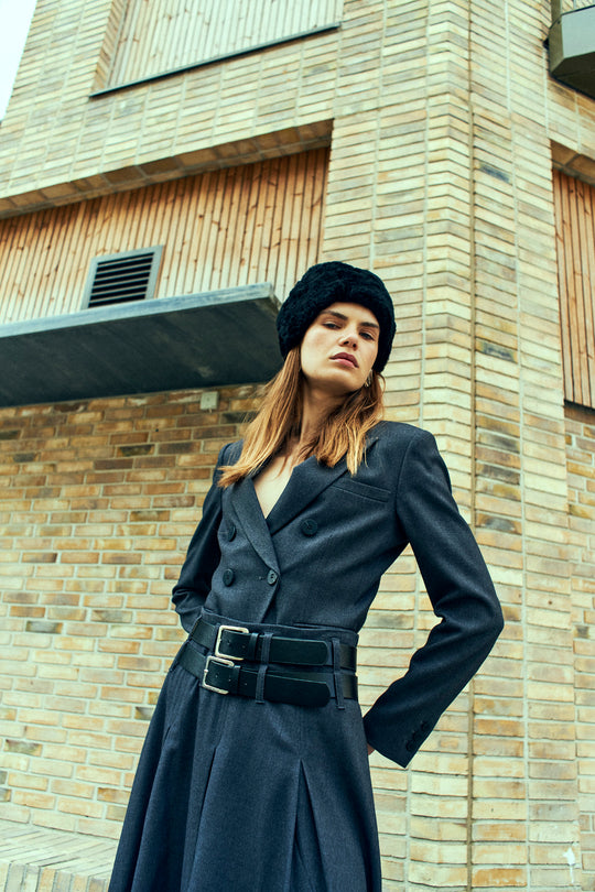 CMTailor - Korte blazer met dubbele borsten in grijs