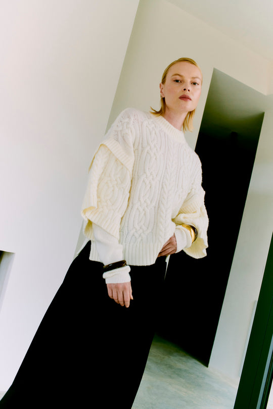 CMYARI - gebreide pullover in off -wit