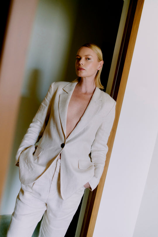 Cmnature - blazer in beige, gebroken wit