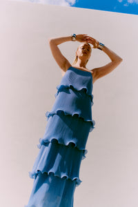 Cmkira - geplooide jurk in blauw