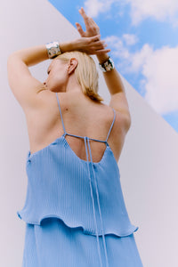Cmkira - geplooide jurk in blauw