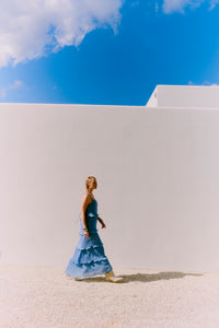 Cmkira - geplooide jurk in blauw