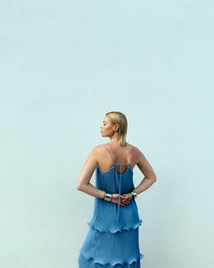 Cmkira - geplooide jurk in blauw
