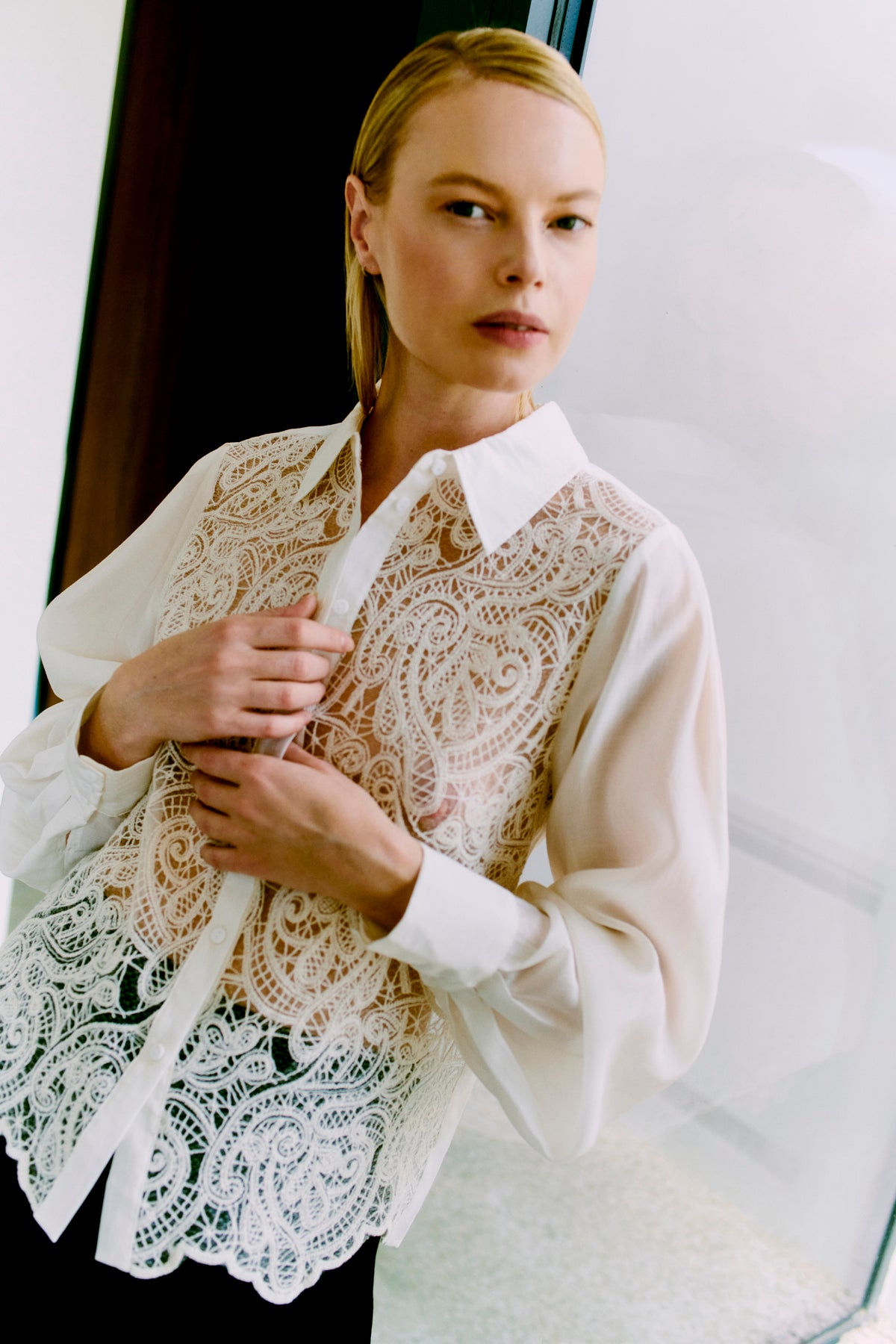 CMSHIRLEY - SHIRT WITH LACES IN OFF-WHITE