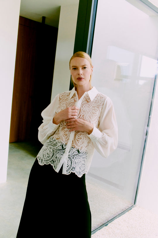 CMSHIRLEY - SHIRT WITH LACES IN OFF-WHITE