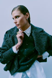 Cmdiamond - pullover met strass en kralen in grijs