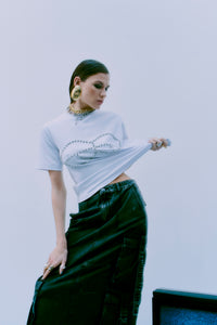 CMMUSE - T-SHIRT WITH RHINESTONES IN WHITE