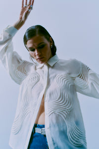 CMMOLLY - SHIRT WITH LACE IN OFF-WHITE