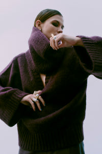 Cmandrea - gebreide pullover met afneembaar coltrui in rood