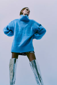 Cmandrea - gebreide pullover in blauw