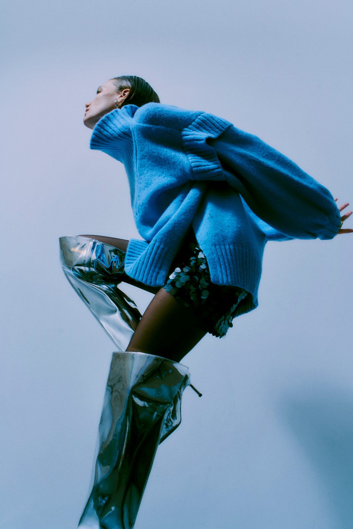 Cmandrea - gebreide pullover in blauw
