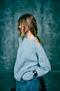 Cmcolin - rib gebreide pullover in grijs