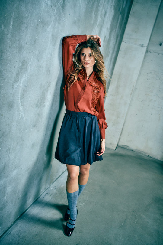 CMMOLLY - SHIRT WITH LACE IN RED