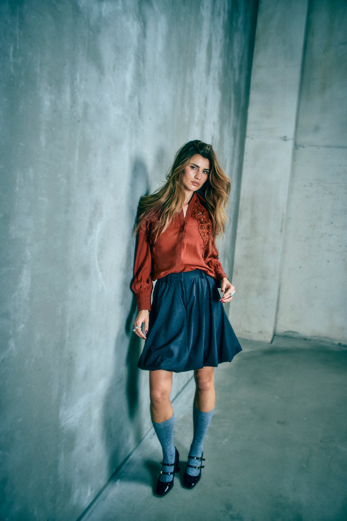 CMTAILOR - SHORT BALLOON SKIRT IN GREY