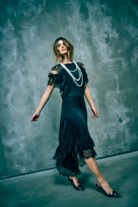 CMMARTA - DRESS WITH RUFFLES IN BLACK