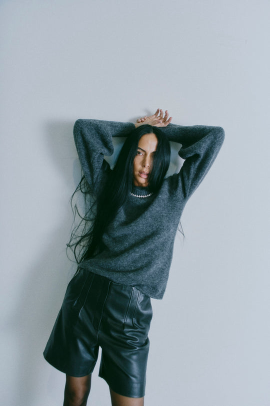 CMROYAL - LEATHER SHORTS IN BLACK